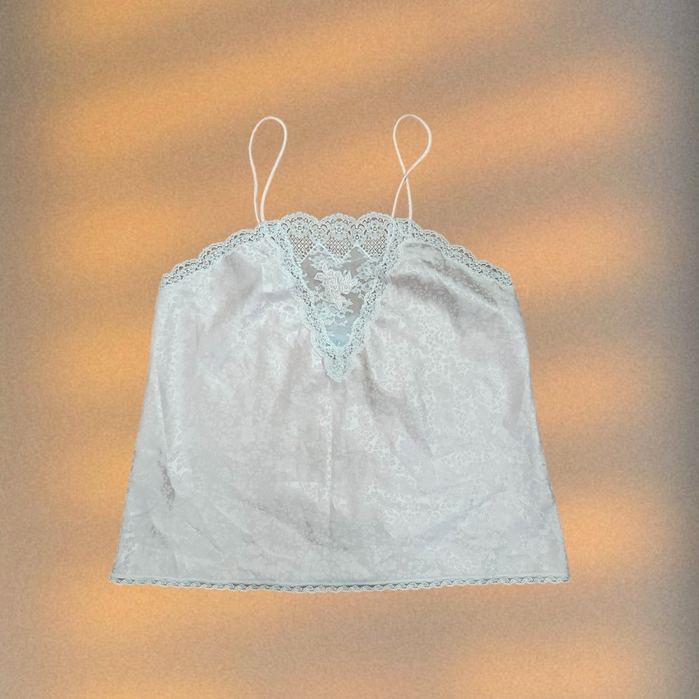 American Vintage Lace Trim White Tank Top
